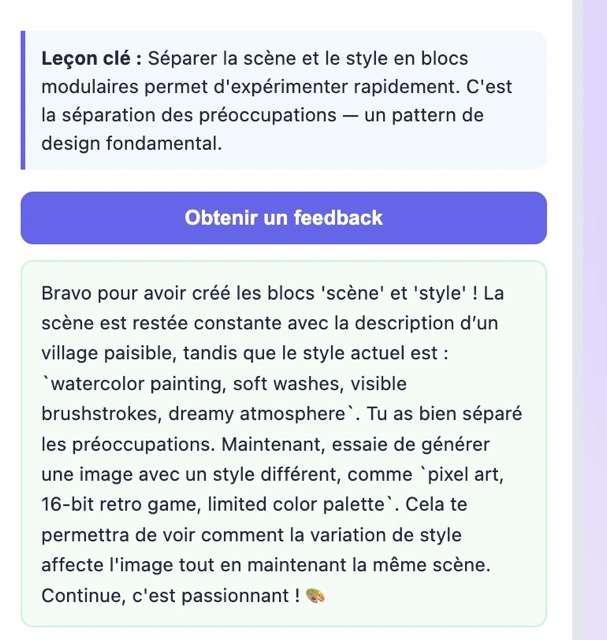 Cours en ligne — feedback IA personnalisé